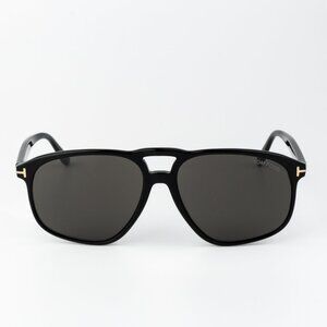 Tom Ford Men Sunglasses Shiny Black Smoke Pilot PIERRE FT1000  01A BRAND NEW